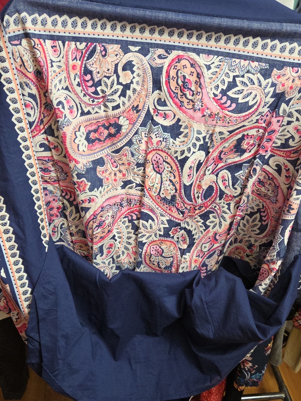 Talbots Navy & Pink Paisley Midi Fit-and-Flare Dress Pit 20 Lined - Picture 5 of 6